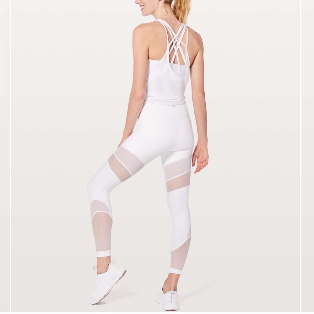 New LULULEMON Forget the Sweat Tight White Mesh